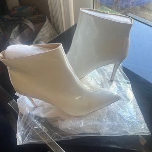White Patent Leather PU High Heels Boots